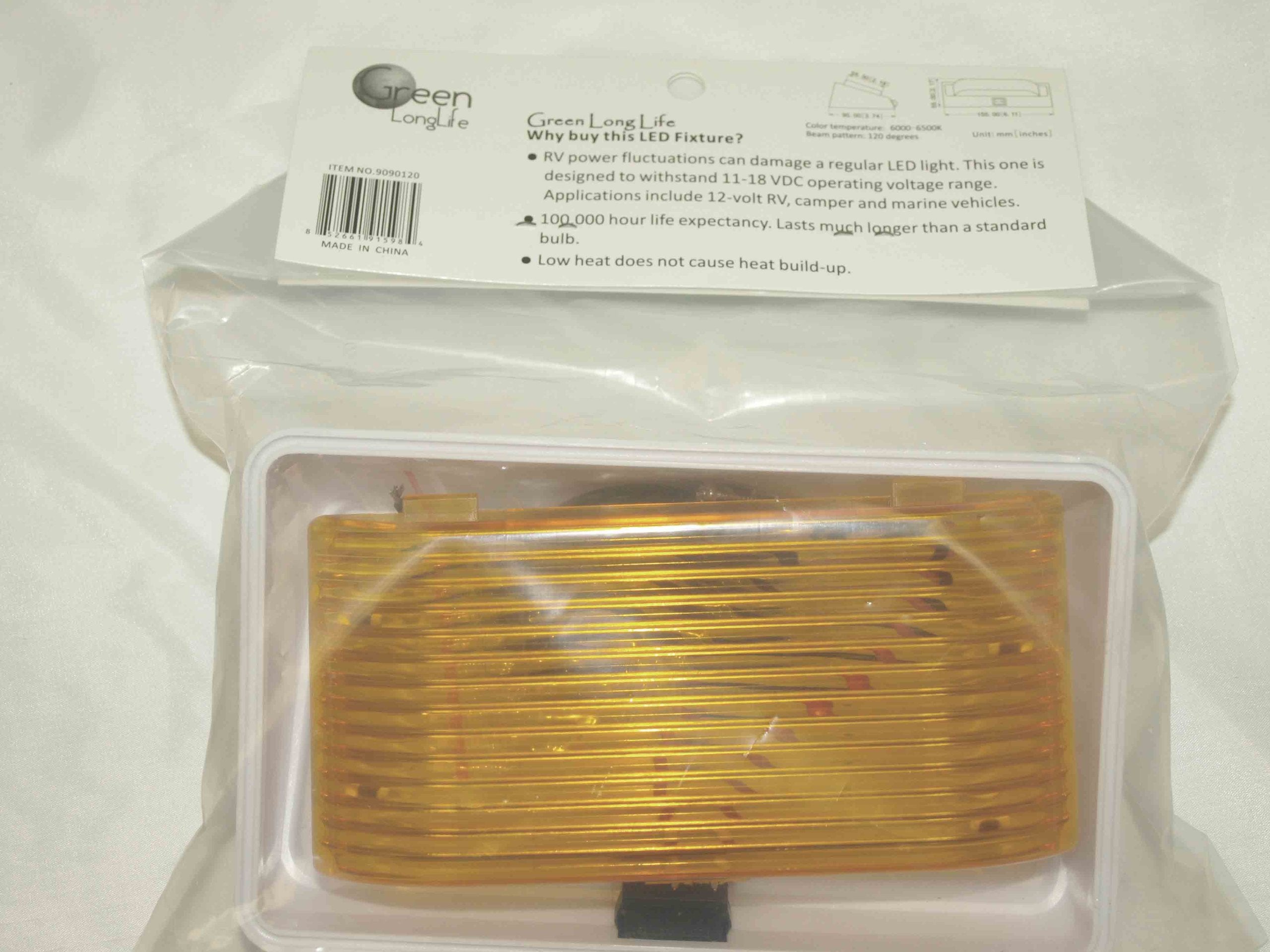Long Life Green LED RV Porch Lights (Rectangle with on/Off Switch, White)