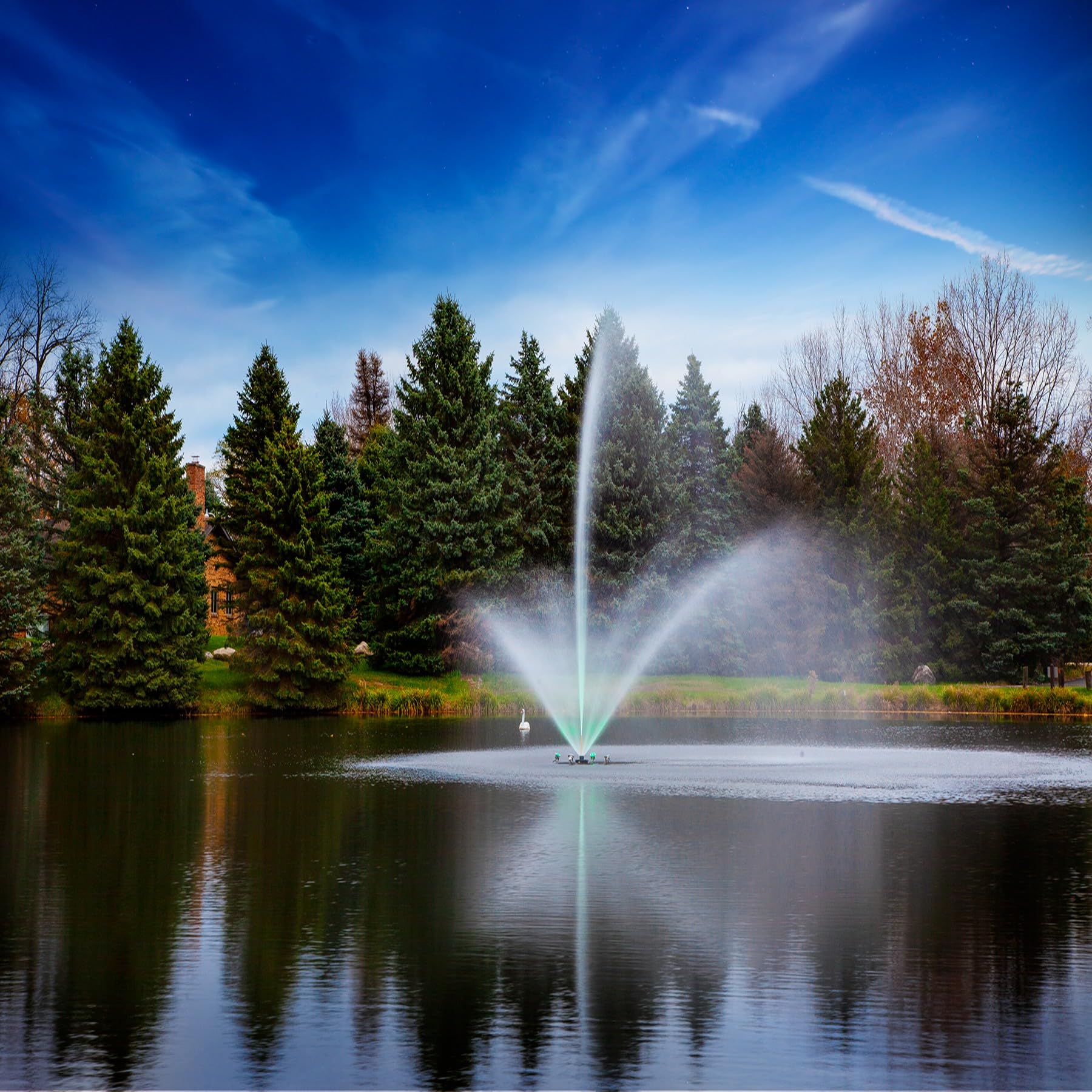 Scott Aerator Fountain Skyward - 1/2 HP 230V Pond Aerator with 70 ft. Electric Cord | Aerating for Lakes & Ponds | Maintenance Free Stainless Steel