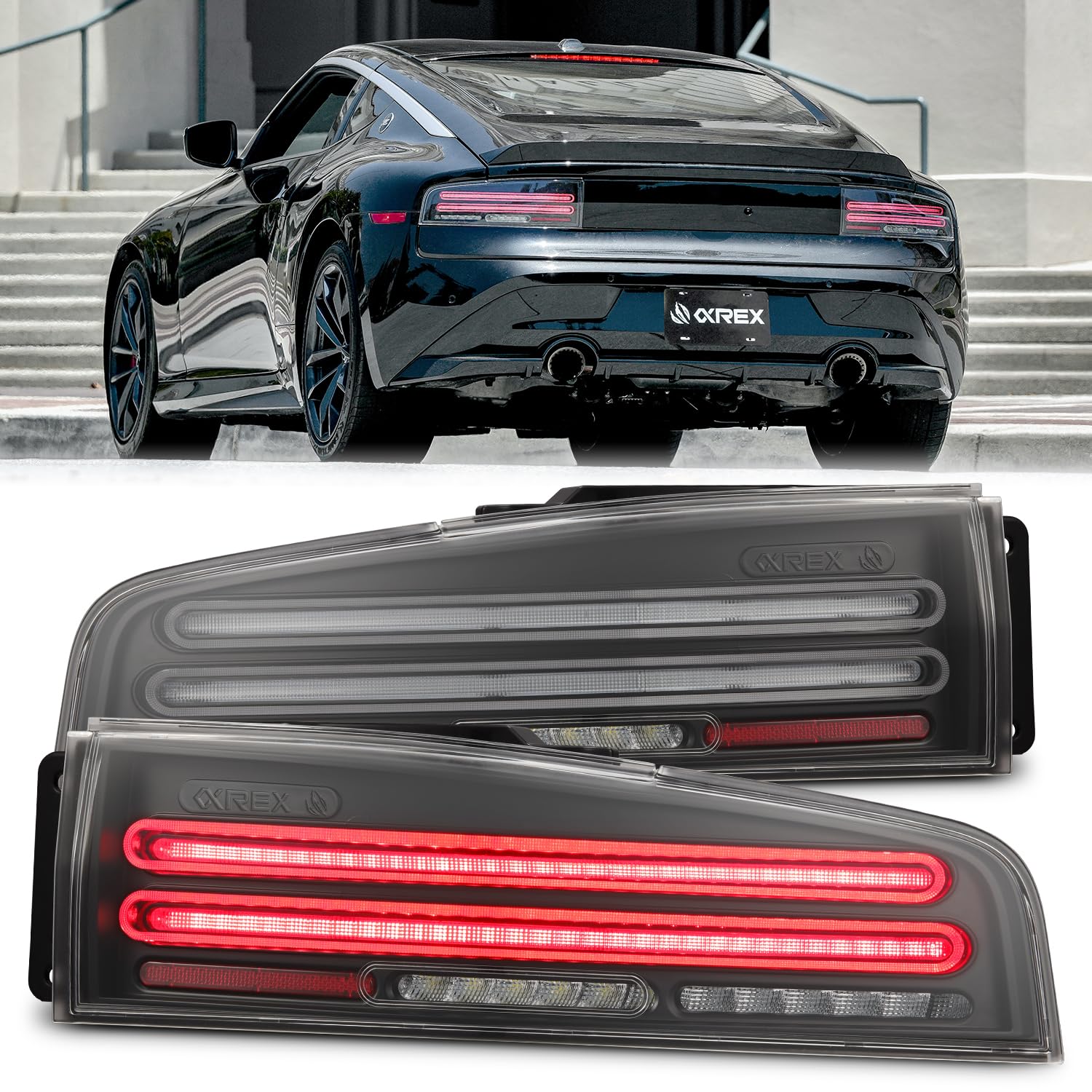 NOVA-Series Alpharex LED Tail Lights Compatible With 23-25 Nissan Z Twin-Loop Style Black