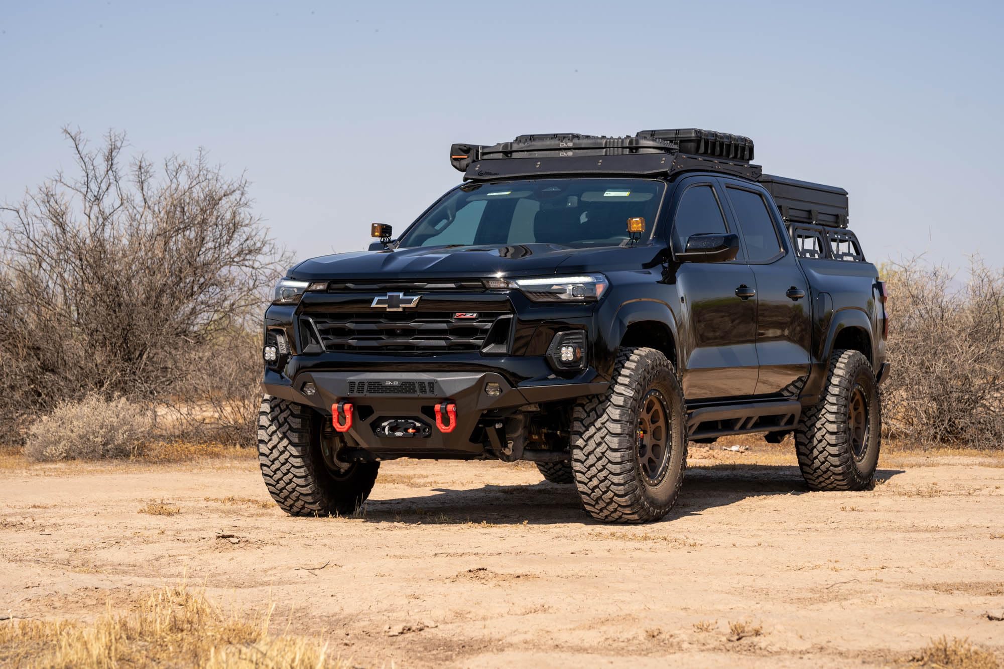 Offroad DV8 Spec Series Front Bumper for 2023-2024 Chevy Colorado | Heavy-Duty Winch Mount | 20" Dual or Single Row Light Bar Mount | (2) 3" Pod Light Mounts | Pair of D-Ring Mounts | Powder Coated