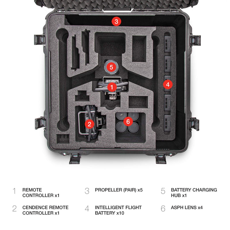 Waterproof Nanuk 970 Hard Case with Custom Foam Insert for DJI Inspire 2 - Black