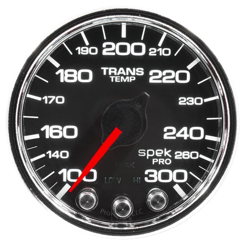 Trans Temp AutoMeter P34231 Gauge, 2 1/16", 300ºf, Stepper Motor W/Pk & Wrn, Blk/Chrm, Spek-Pro