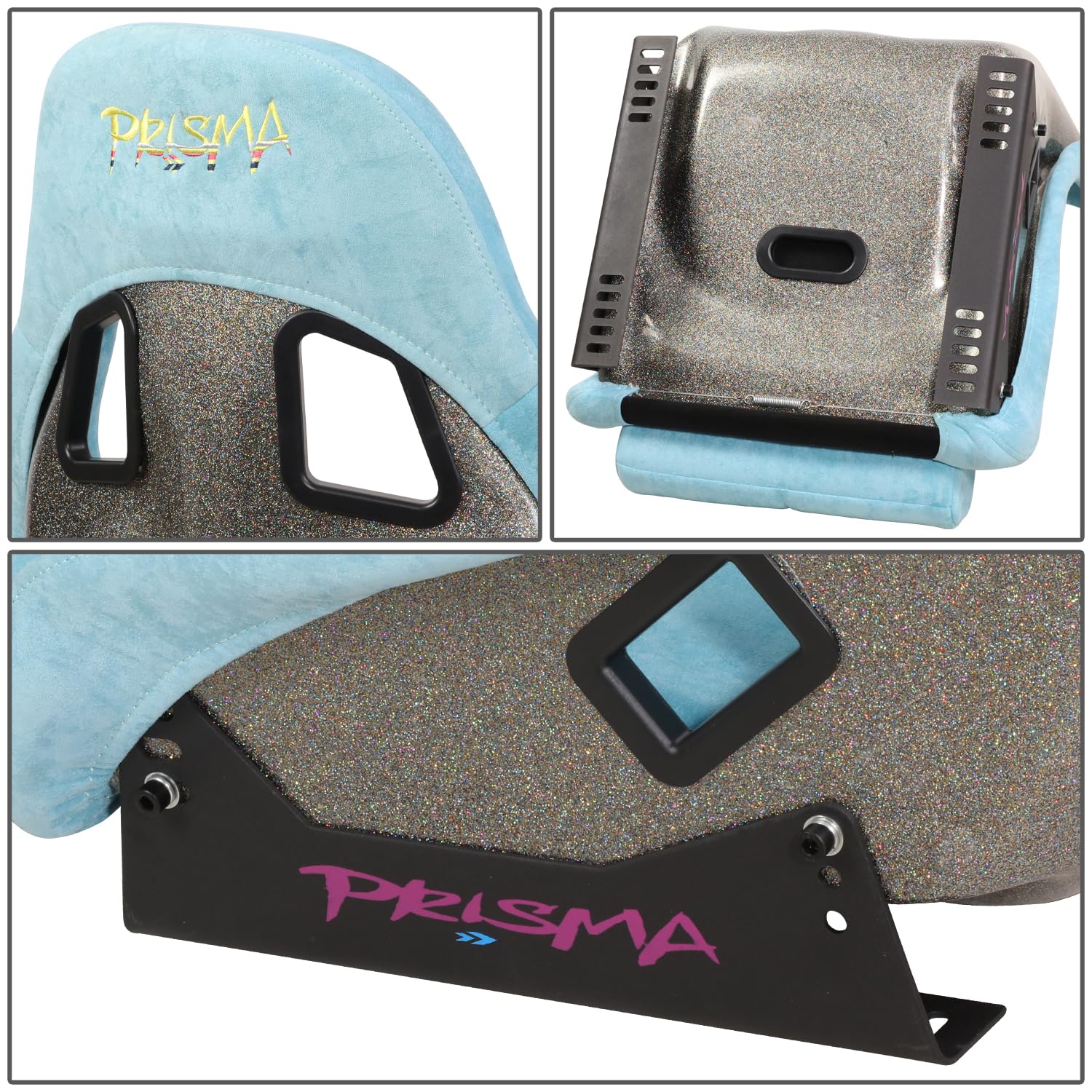 NRG Innovations FRP Bucket Seat NRG-FRP-303TL-ULTRA Teal Vegan Microfiber Material with Grey Pealized Back Plus Phone Pockets. (Medium)