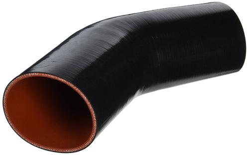 HPS Silicone High Temperature HTSEC45-400-BLK 4-ply Reinforced 45 degree Elbow Coupler Hose, 20 PSI Maximum Pressure, 4" Leg Length on each side, 4" ID, Black