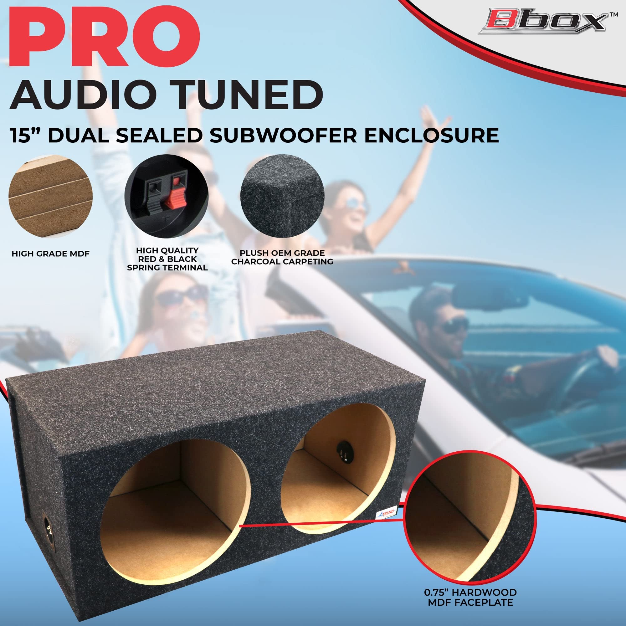 15DQ Atrend 15" Dual Medium Pro Series Sealed Subwoofer Enclosure