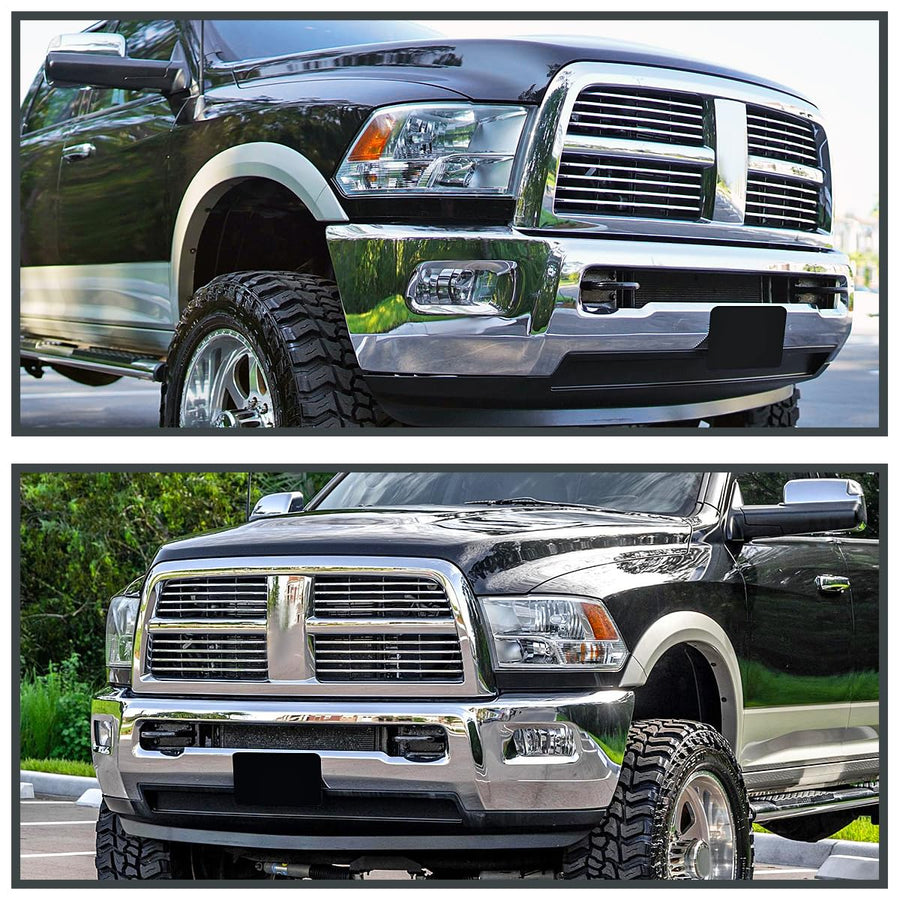 Fog Lights Spec-D Tuning Clear Lens + H10 Bulbs Included Compatible with Dodge Ram 1500 2500 3500 2009-2012 L+R Pair Assembly