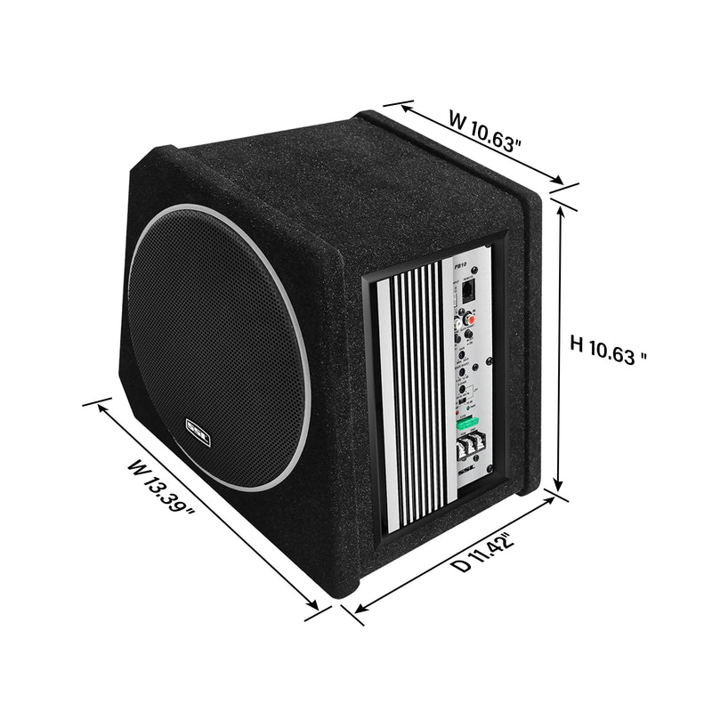 PB8 Sound Storm Laboratories Car Subwoofer and Amp Package – Built-in Amplifier, 8 Inch Subwoofer with Passive Radiator, Remote Subwoofer Control