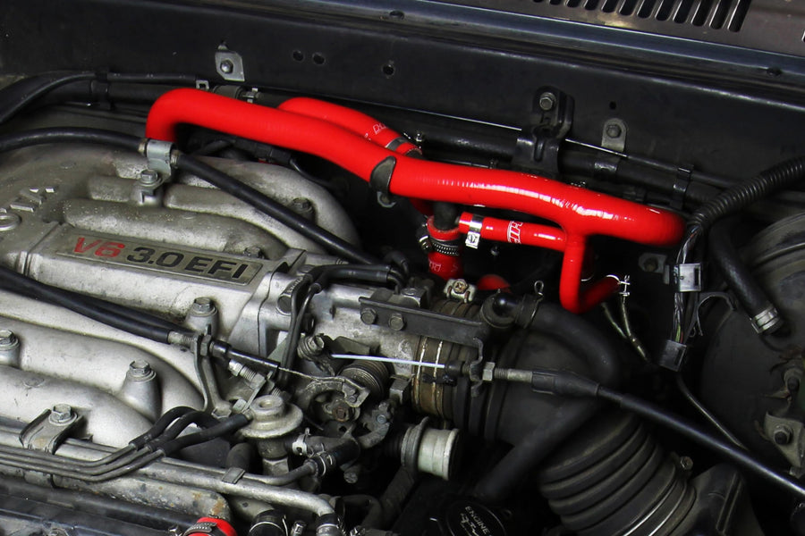 HPS Silicone Red Heater Hose Kit Compatible for 1990-1991 Toyota 4Runner 3.0L V6 with Rear Heater Left Hand Drive, 57-2190-RED