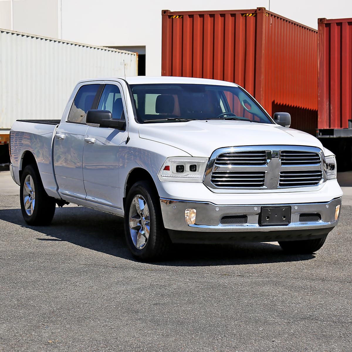 Special Edition SPEC-D TUNING Arctic White Projector Headlights w/Sequential Switchback LED Signal and Startup Animation Compatible with 2009-2018 Dodge Ram, Left + Right Pair Headlamps Assembly