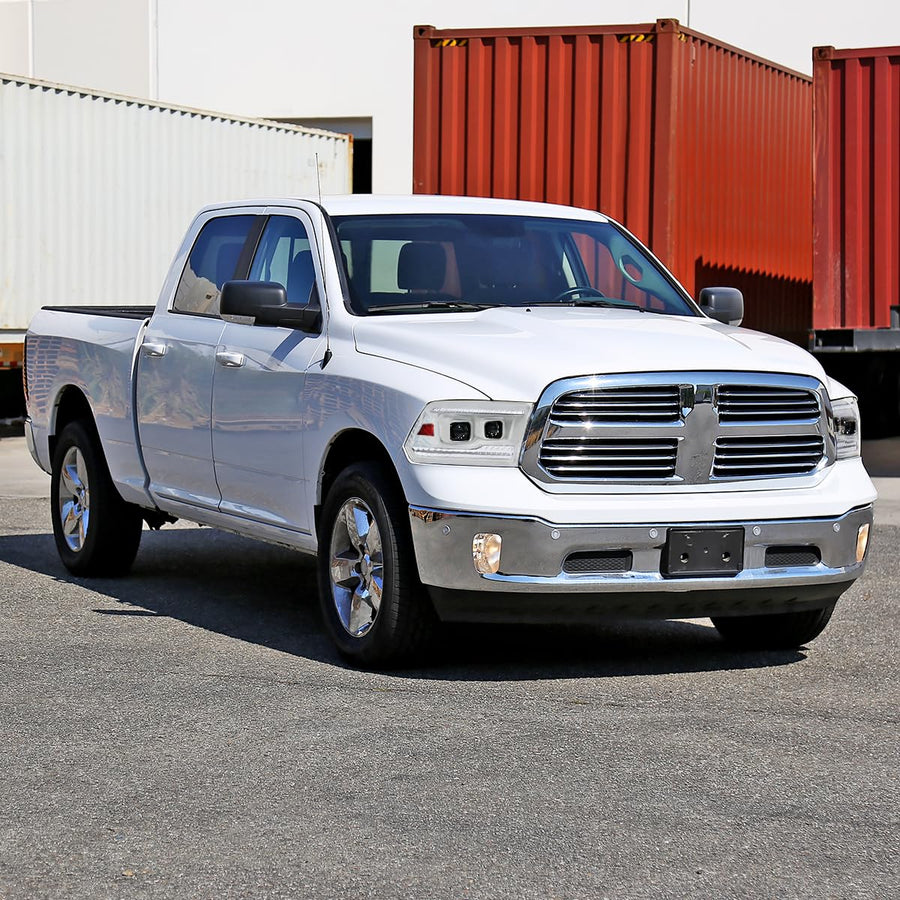Special Edition SPEC-D TUNING Arctic White Projector Headlights w/Sequential Switchback LED Signal and Startup Animation Compatible with 2009-2018 Dodge Ram, Left + Right Pair Headlamps Assembly