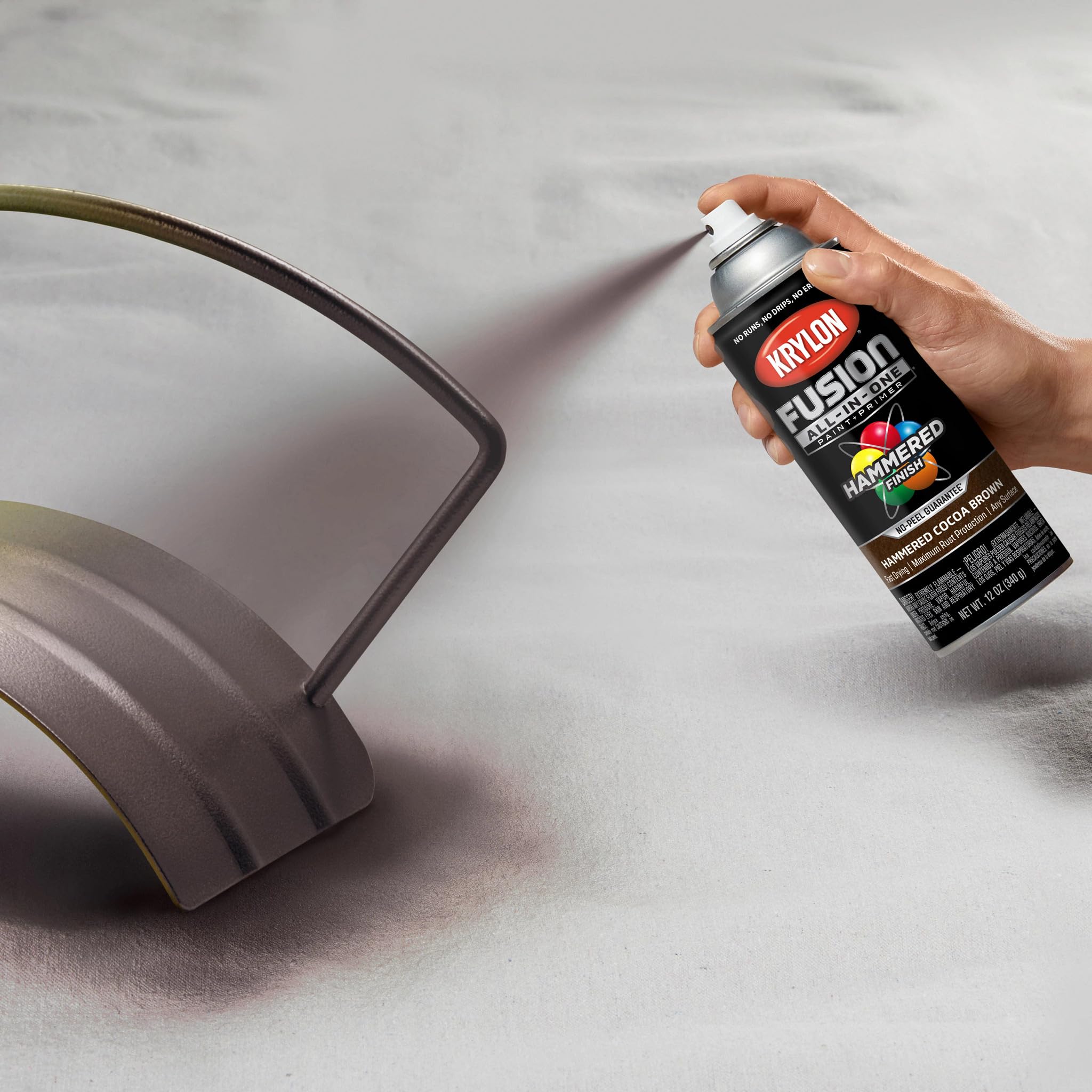 Krylon All-In-One Adhesive Hammered Finish Spray Paint for Indoor/Outdoor Use, 12 oz, Cocoa Brown