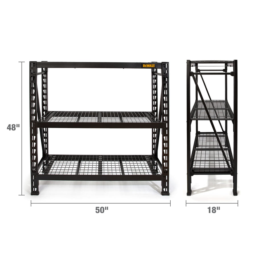 3 Shelf DEWALT 4-Foot Tall, Steel Wire Deck Industrial Storage Rack, Adjustable for Custom Workshop/Garage Storage Solutions, Total Capacity: 4,500 lbs.