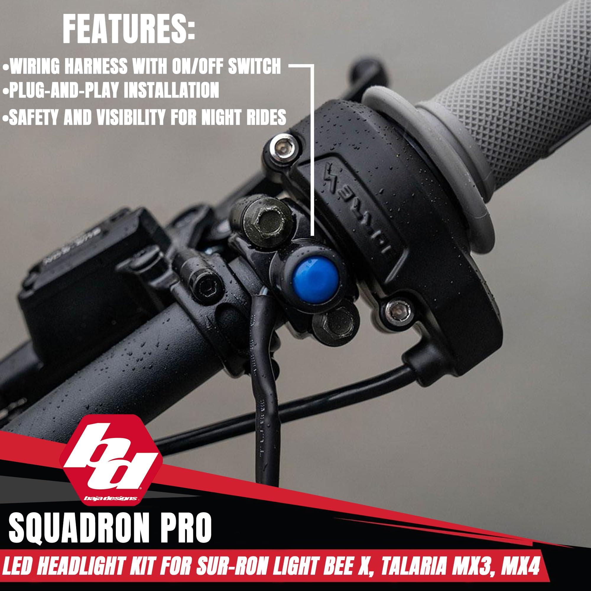 Squadron Pro Baja Designs Headlight Kit for Sur-Ron Light Bee X and Talaria MX3/MX4 (Driving Combo; Clear)