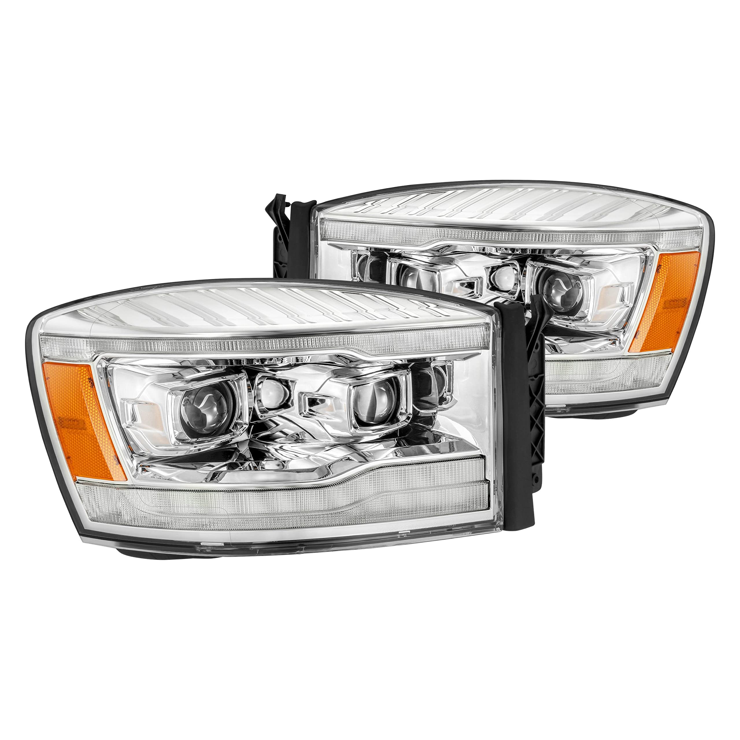 06-08 Dodge Ram 1500HD AlphaRex LUXX LED Projector Headlights Plank Style Chrome w/Seq Signal/DRL