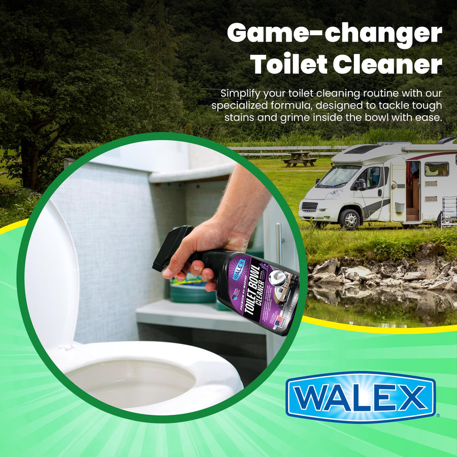 Walex RV/Marine Premium Toilet Bowl Cleaner - Naturally Derived Formula, Safe Plastic & Ceramic Toilets, Powerful Cleaning for Stains & Deposits, Septic Safe, Refreshing Lavender Fragrance, 32 oz
