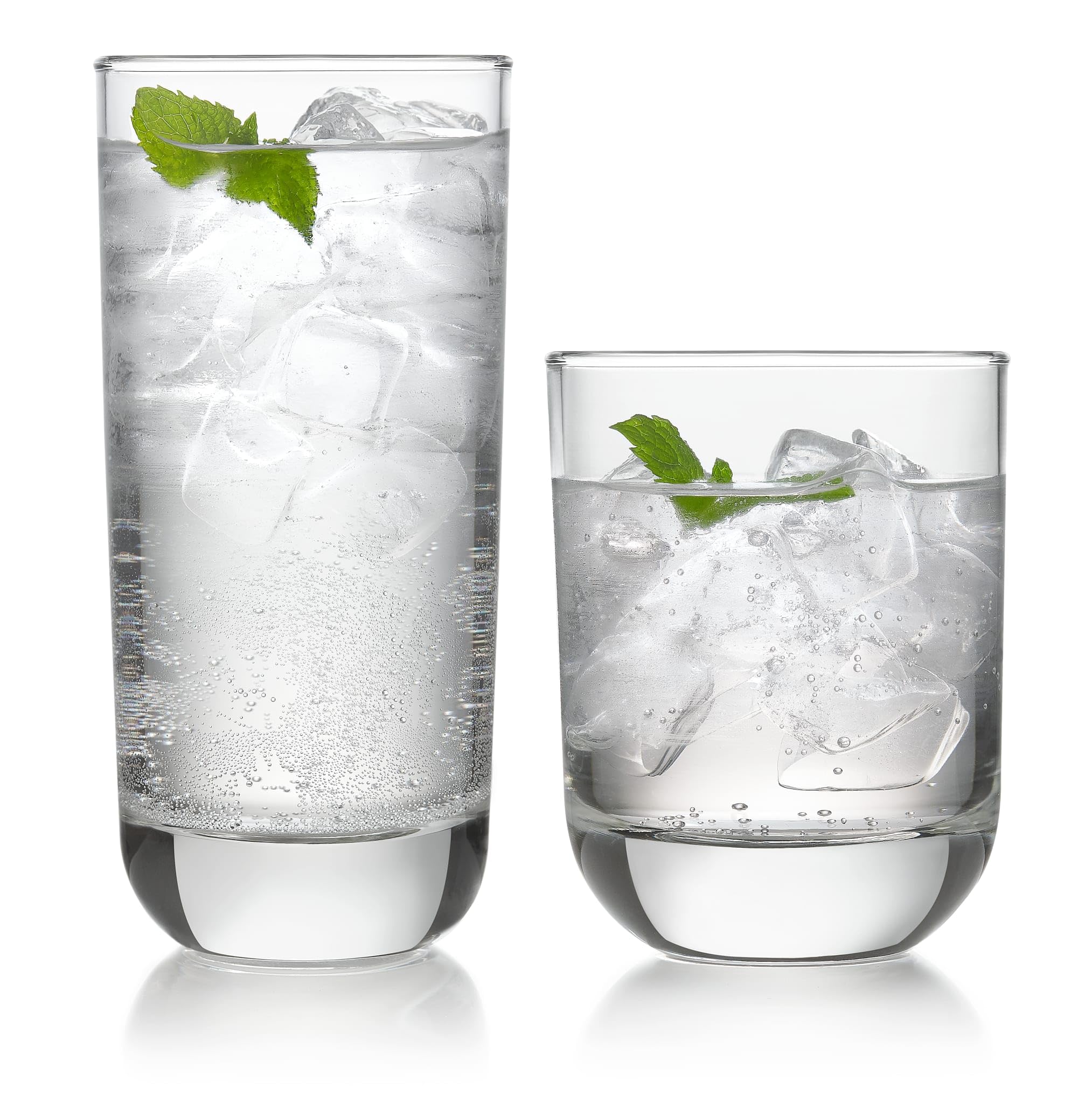 Polaris Drinking Glasses Libbey Tumbler and Rocks Set of 16, Clear, Sturdy Drinkware Glasses Set, Kitchen Glassware for Cocktails, Soda, and More