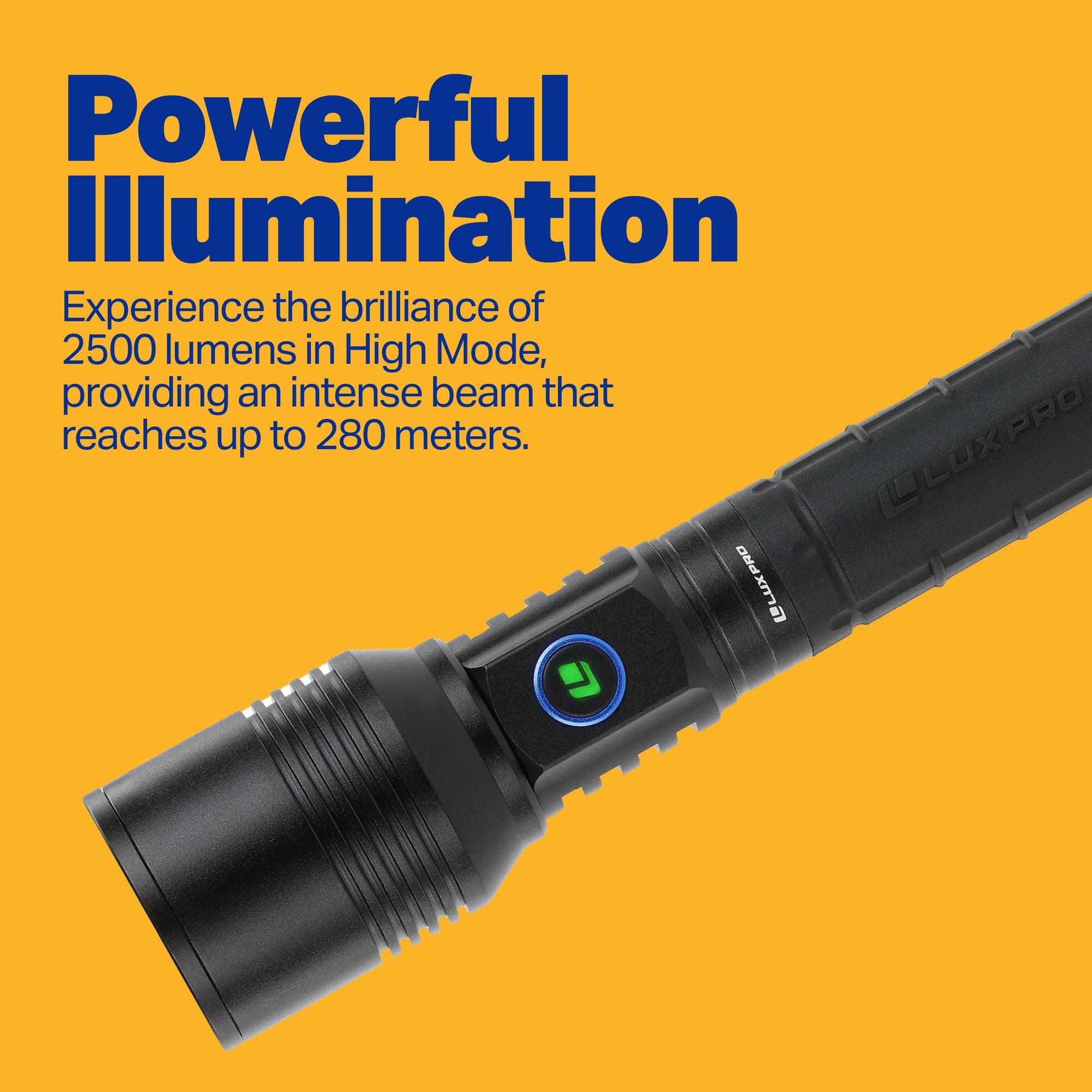 2500 Lumen LUXPRO XP918 Rechargeable Flashlight with LED Power Button - Bright LED Flashlight with USB-C Port