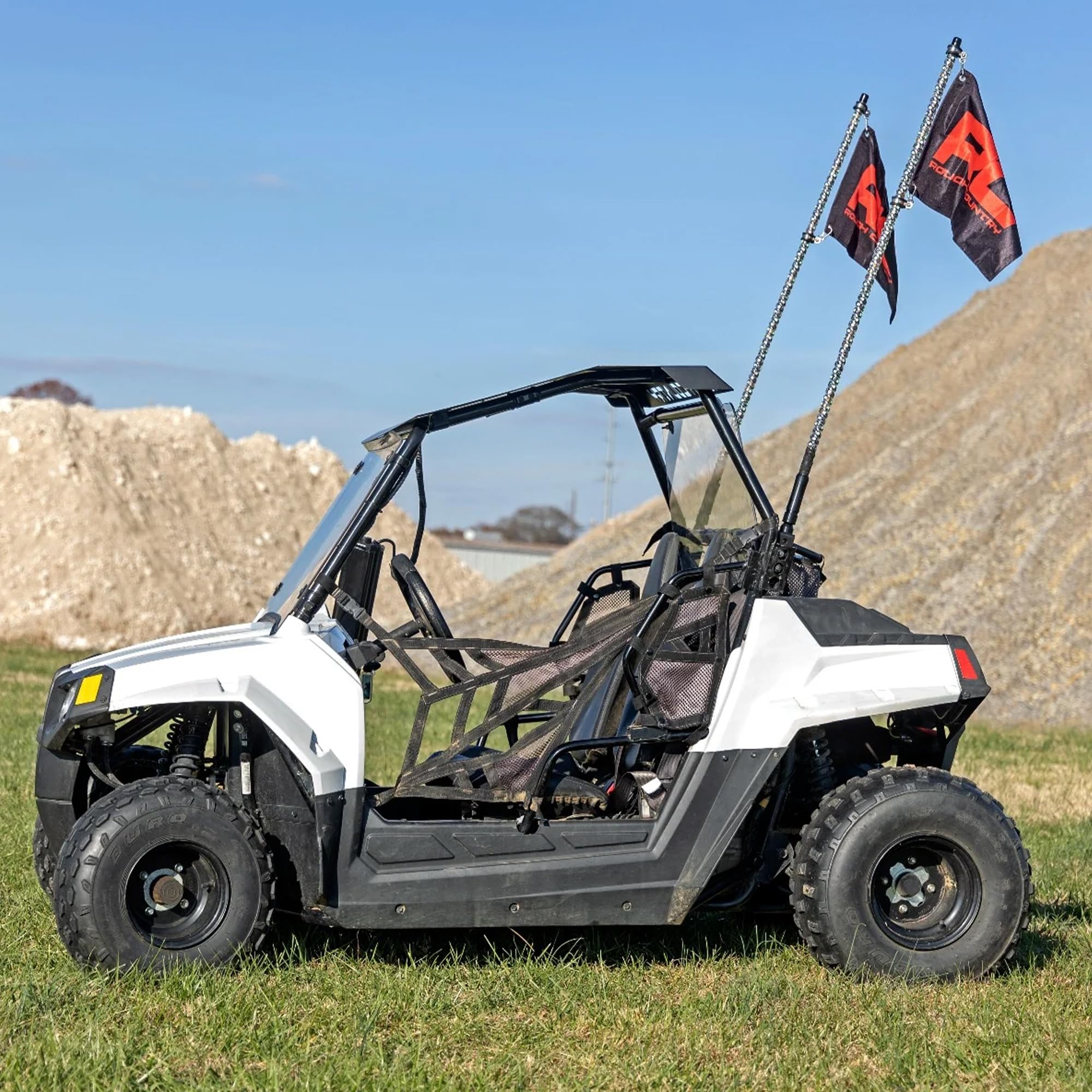 Rough Country LED Whip Light Mounting Brackets for RZR Polaris 170 EFI (2009-2021) - Set of 2, Laser Cut Steel, Bed Mount Bracket