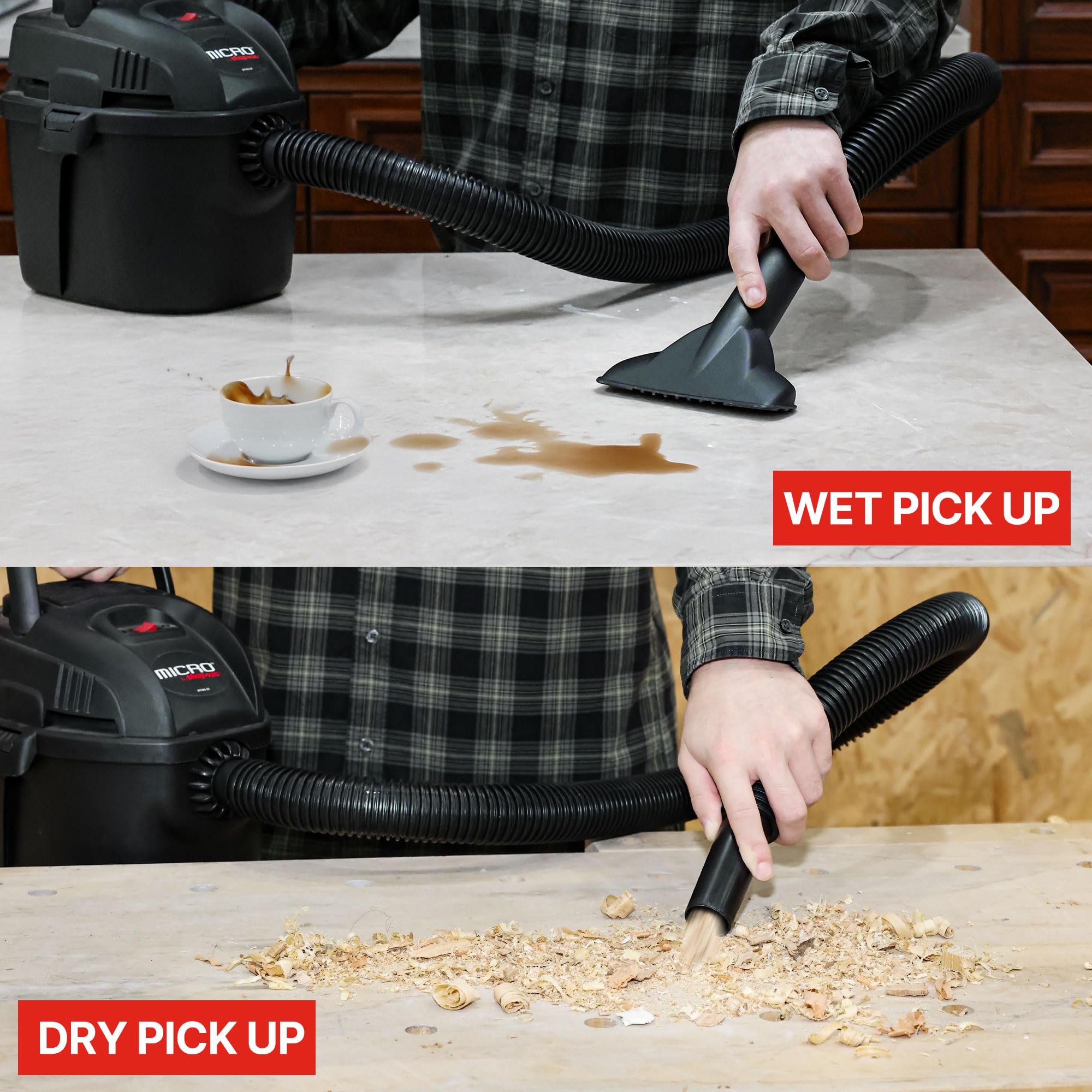 1 Gallon Shop-Vac Micro Wet/Dry Vacuum 2021005, 1.0 Peak HP, 1.25 Inch Diameter x 4 Foot Hose, 6 Food Cord, Lightweight And Portable, Quick Wet/Dry Pickup