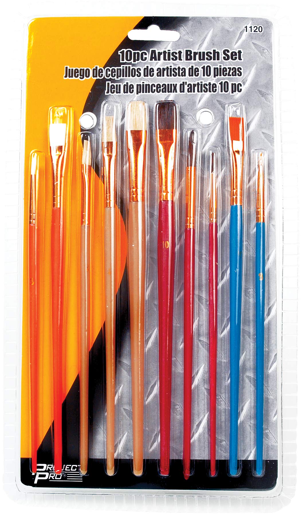 Bristle Size Brush Set Performance Tool 1120 Assorted with Plastic Handles, Ideal for Detailing, Cleaning, and General Purpose Use