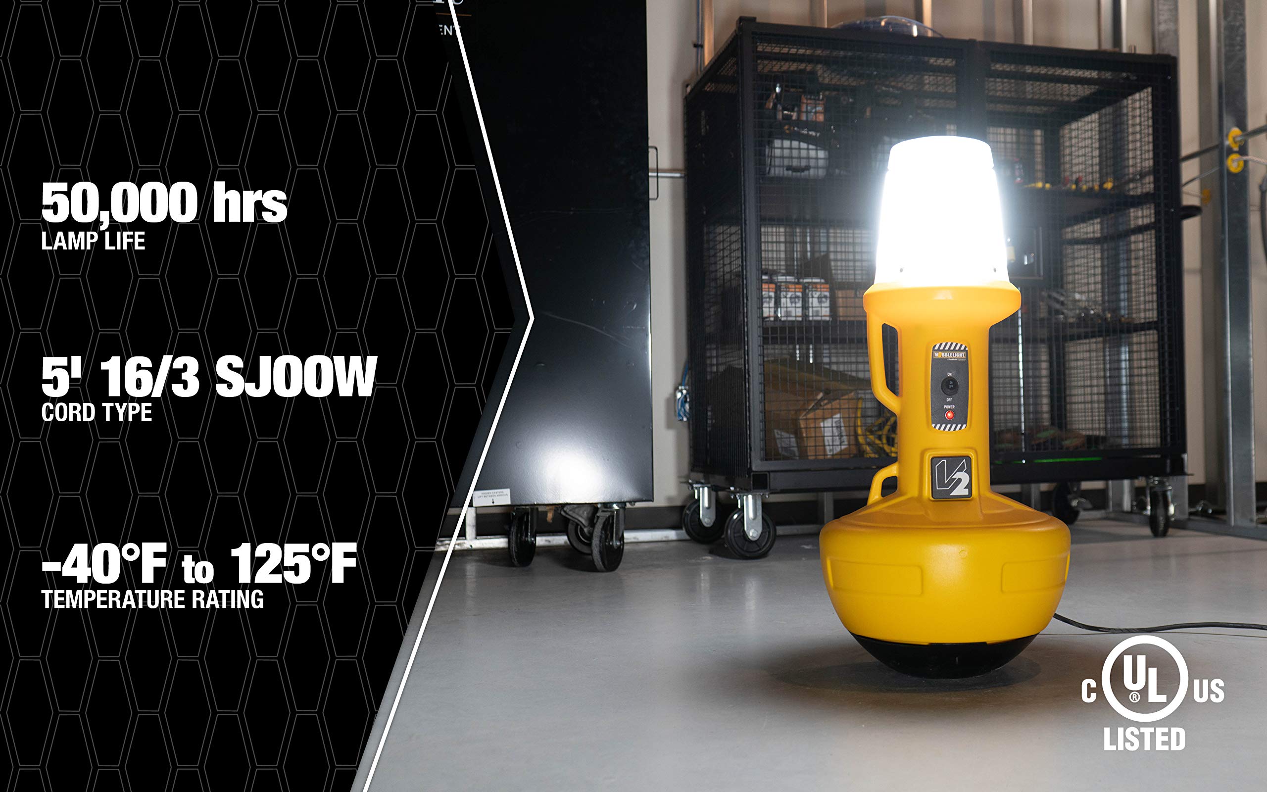 Wobble Light Self-Righting LED 111301LED V2 Jobsite Light; 150W; 12;000 Lumens; 1 Count (Pack of 1); Yellow
