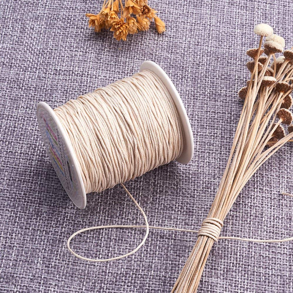 100 Yards JEWELEADER Waxed Cord Cotton, Waxed Cotton Thread 1mm Waxed Beading String Cord for Jewelry Bracelet Making Macrame Crafting DIY Leather - Light Goldenrod Yellow