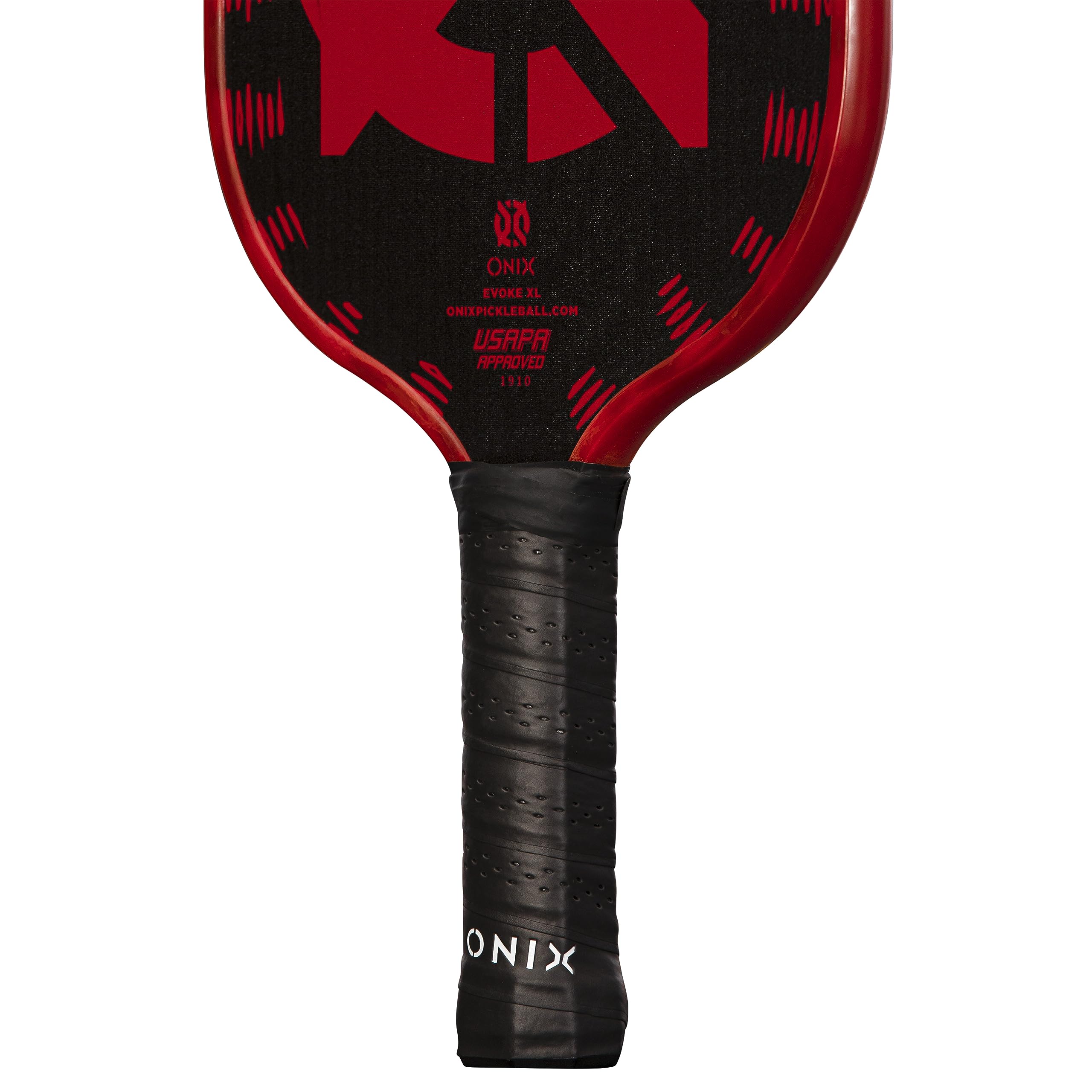 Graphite Onix Evoke XL Pickleball Paddle Features Polypropylene Core, Graphite Face, and Oversized Shape, Red