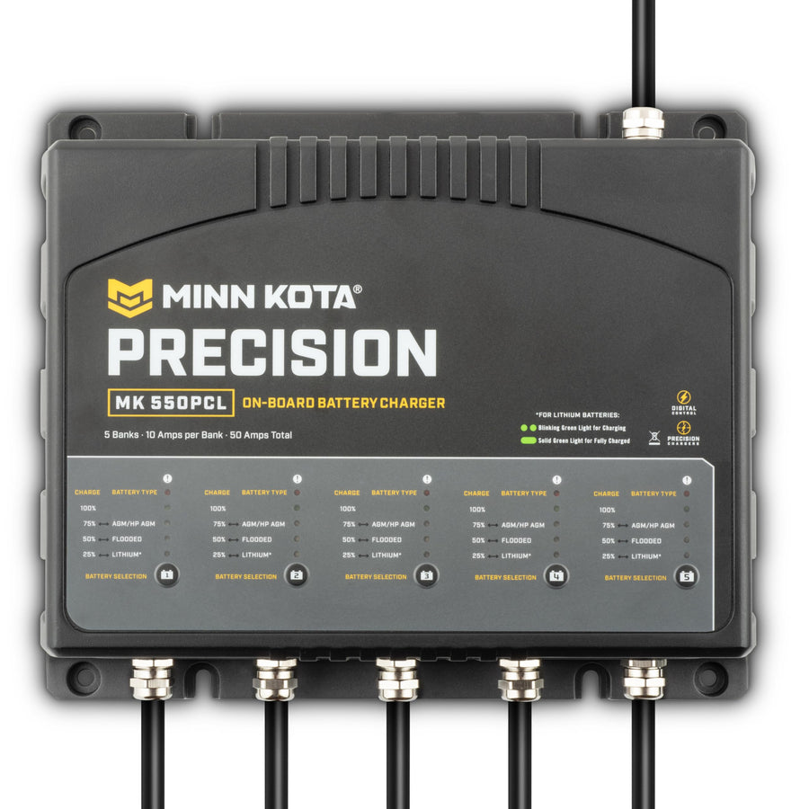 Minn Kota MK-550PCL Precision On-Board Marine Battery Charger – 5 Banks, 10 Amps Each