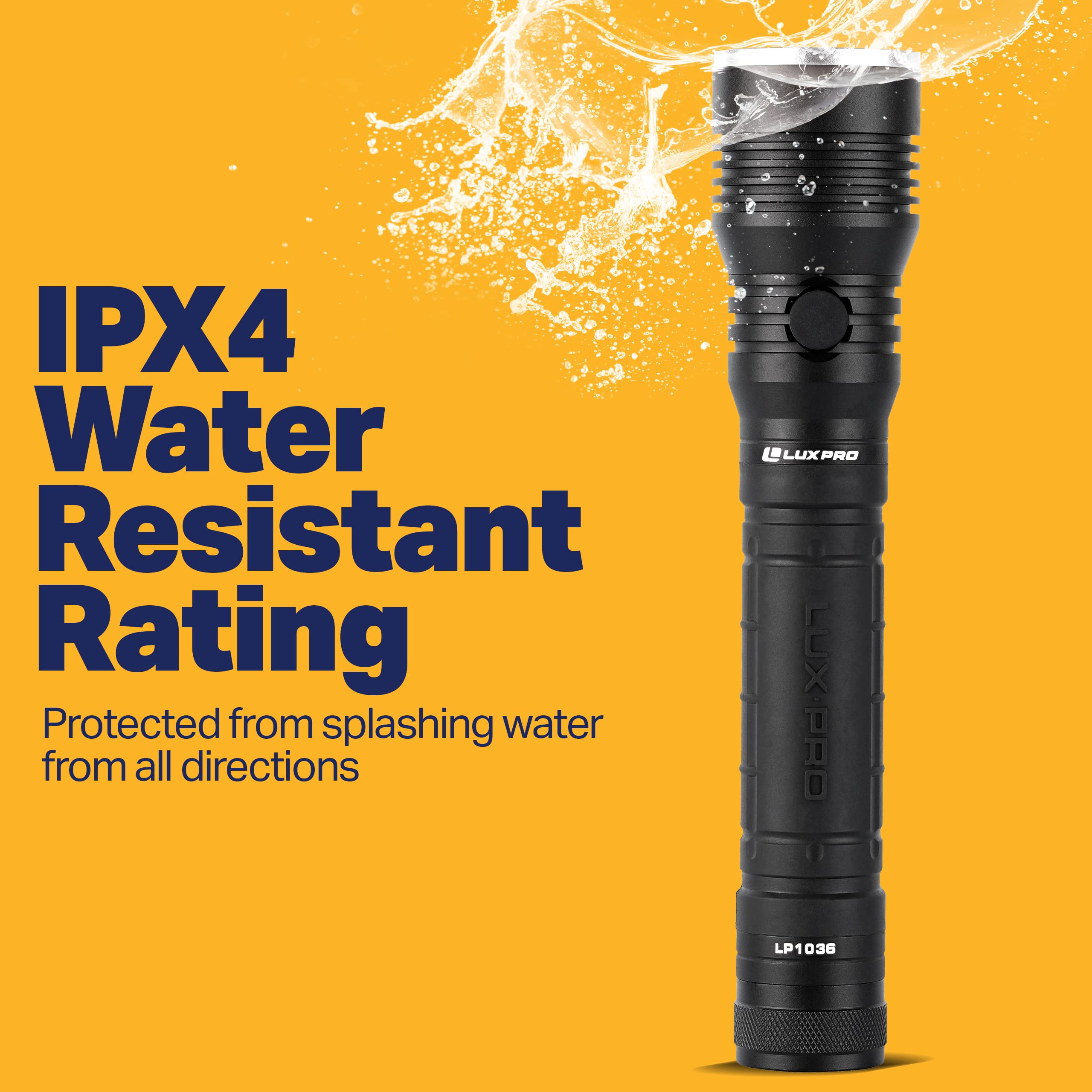 600 Lumen LUXPRO Bright Handheld LED Flashlight - Features Patented TackGrip and Aircraft-Grade Aluminum - Camping Accessories with IPX4 Water-Resistant Rating - Batteries Included