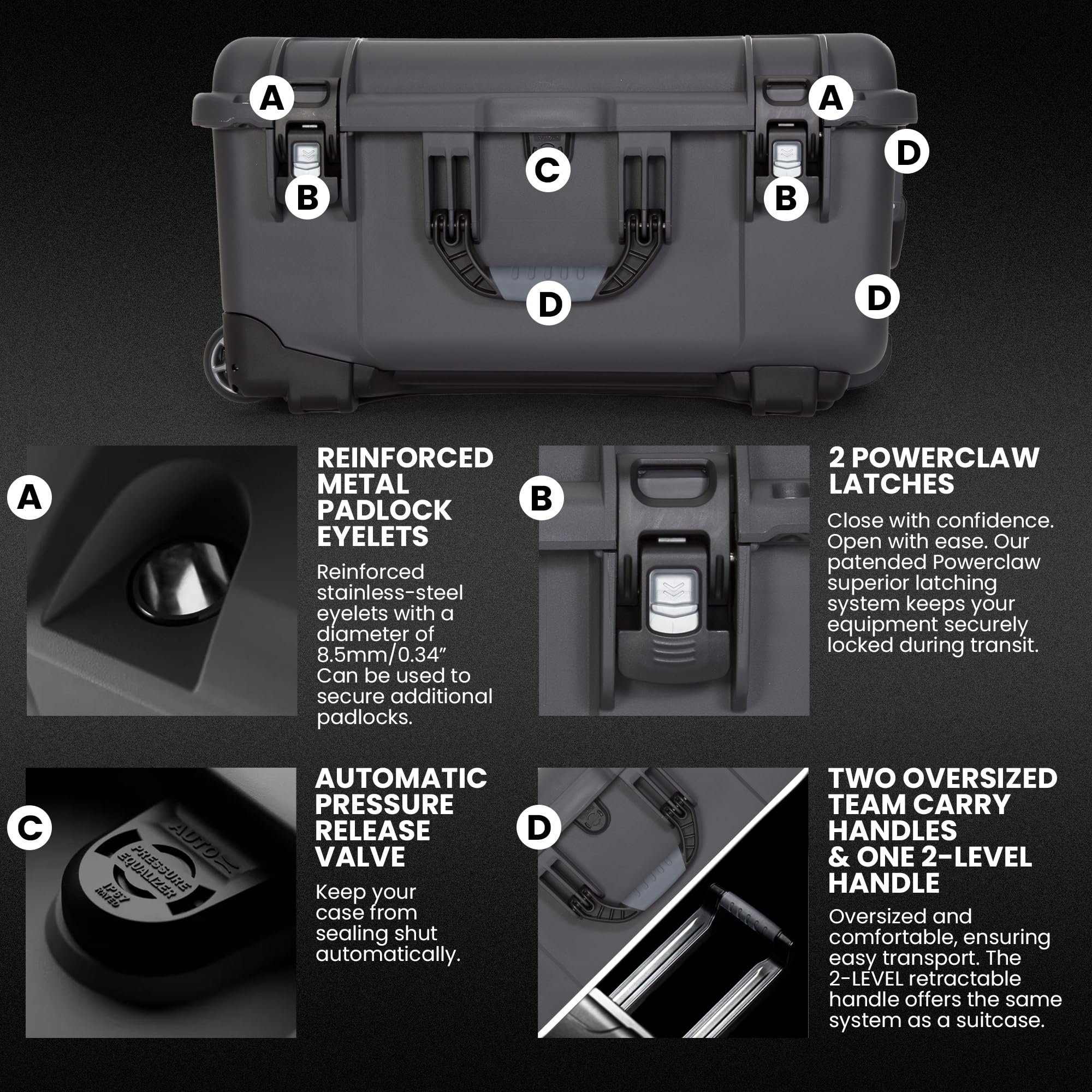 Pro Photo Kit NANUK 950 – Waterproof Travel Camera Hard Case with Padded Dividers and Wheels, 22.8” x 18.3” x 11.7”, Dustproof and Impact-Resistant, Ideal for Heavy Loads – Graphite