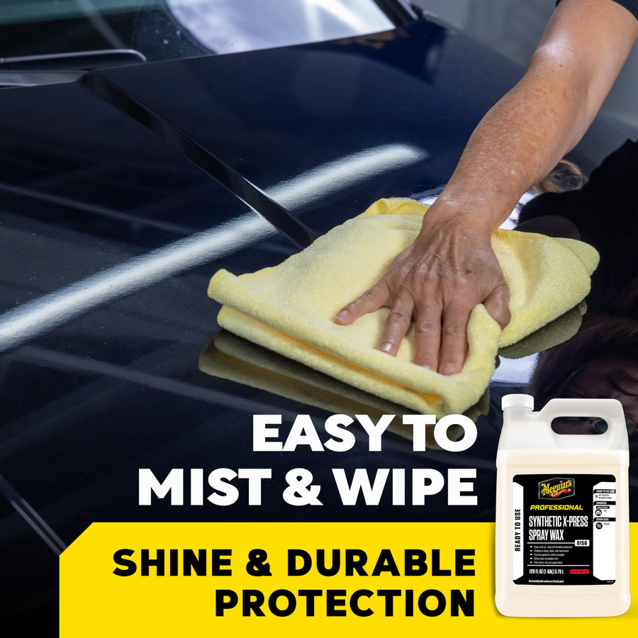 Synthetic X-Press Spray Wax Meguiar's D15601 for Car Detailing, Creates a Deep Shiny Look, Can Be Applied to Wet or Dried Paint and In Direct Sunlight, Moisture Rolls Off Waxed Paint, 1 Gallon