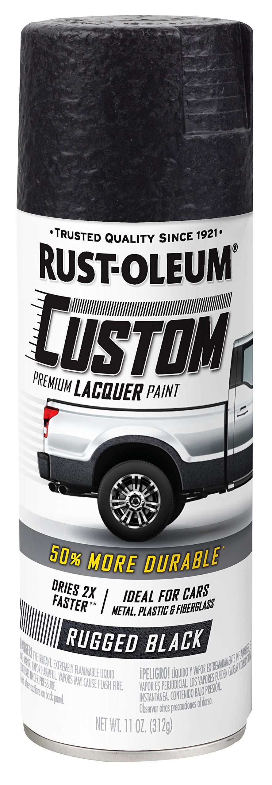 Automotive Rust-Oleum 323350 Custom Lacquer Spray Paint, 11 oz, Rugged Black