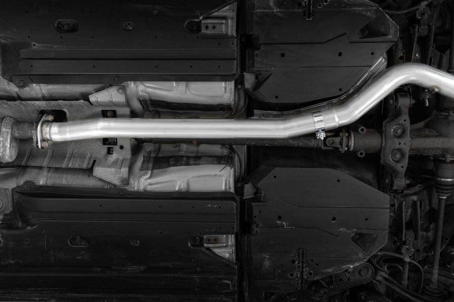 Cat Back MBRP Exhaust S48033BE Performance Exhaust System; 3 in; Single Rear Exit; T304 Stainless Steel; 5 in. Burnt End Tip;