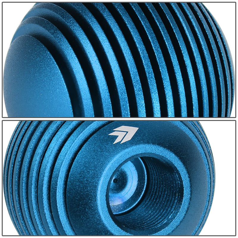 NRG Innovations Universal Aluminum SK-703BL Shift Knob with Thread Adapters, Heat Sink Style Round Ball Shape, Blue
