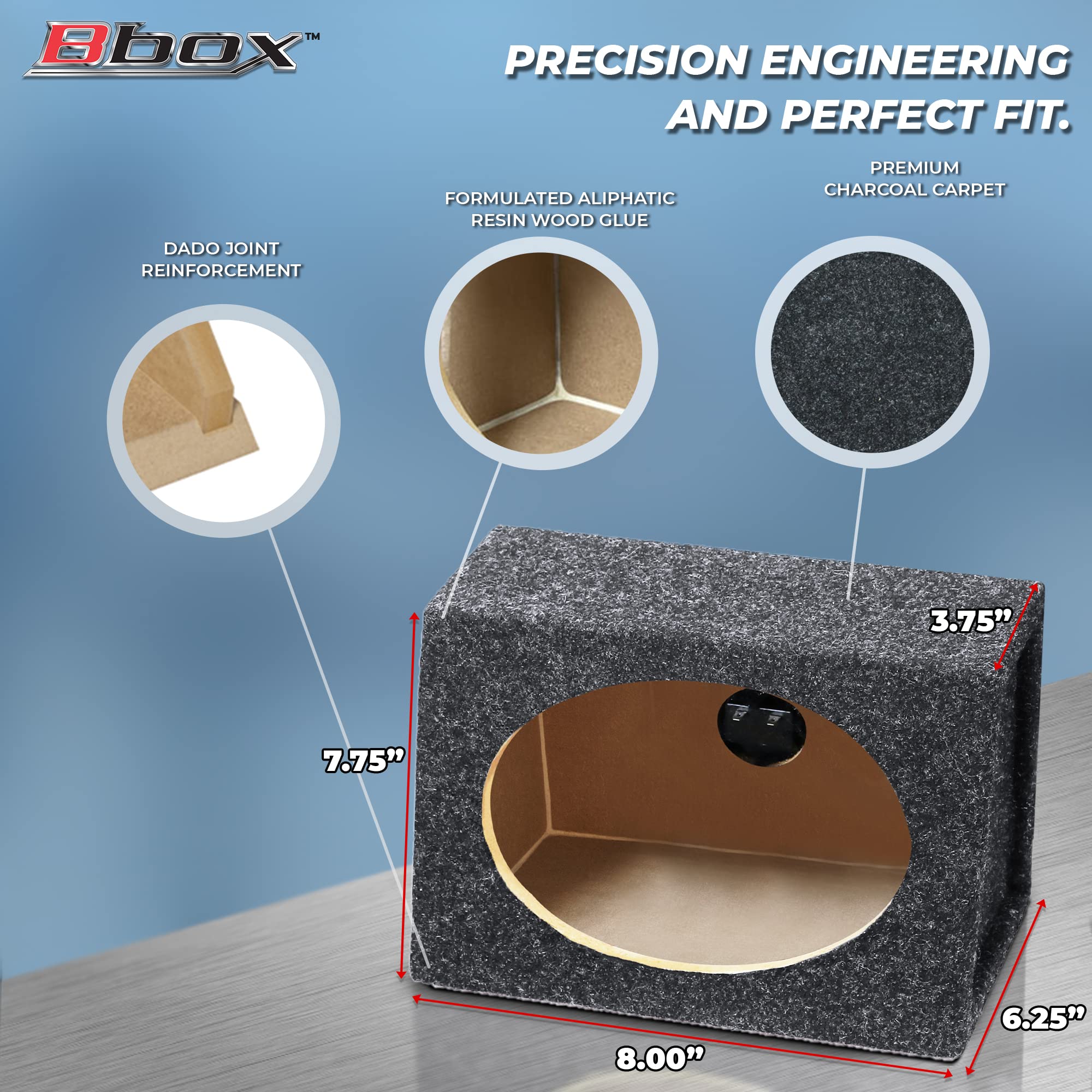 Bbox Pro Audio Car Speaker Boxes & Enclosures Tuned - 6x9 Speaker Box for Great Sound Quality for Home & Vehicle - Push and Insert Speaker Terminals - Set of 2 6x9 Speaker Boxes - Charcoal