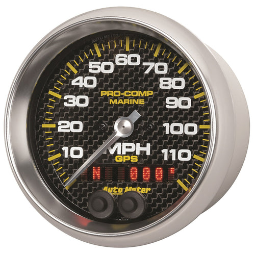 Speedometer AutoMeter Gauge, 3 3/8", 120Mph, GPS, Marine Carbon Fiber (200637-40)