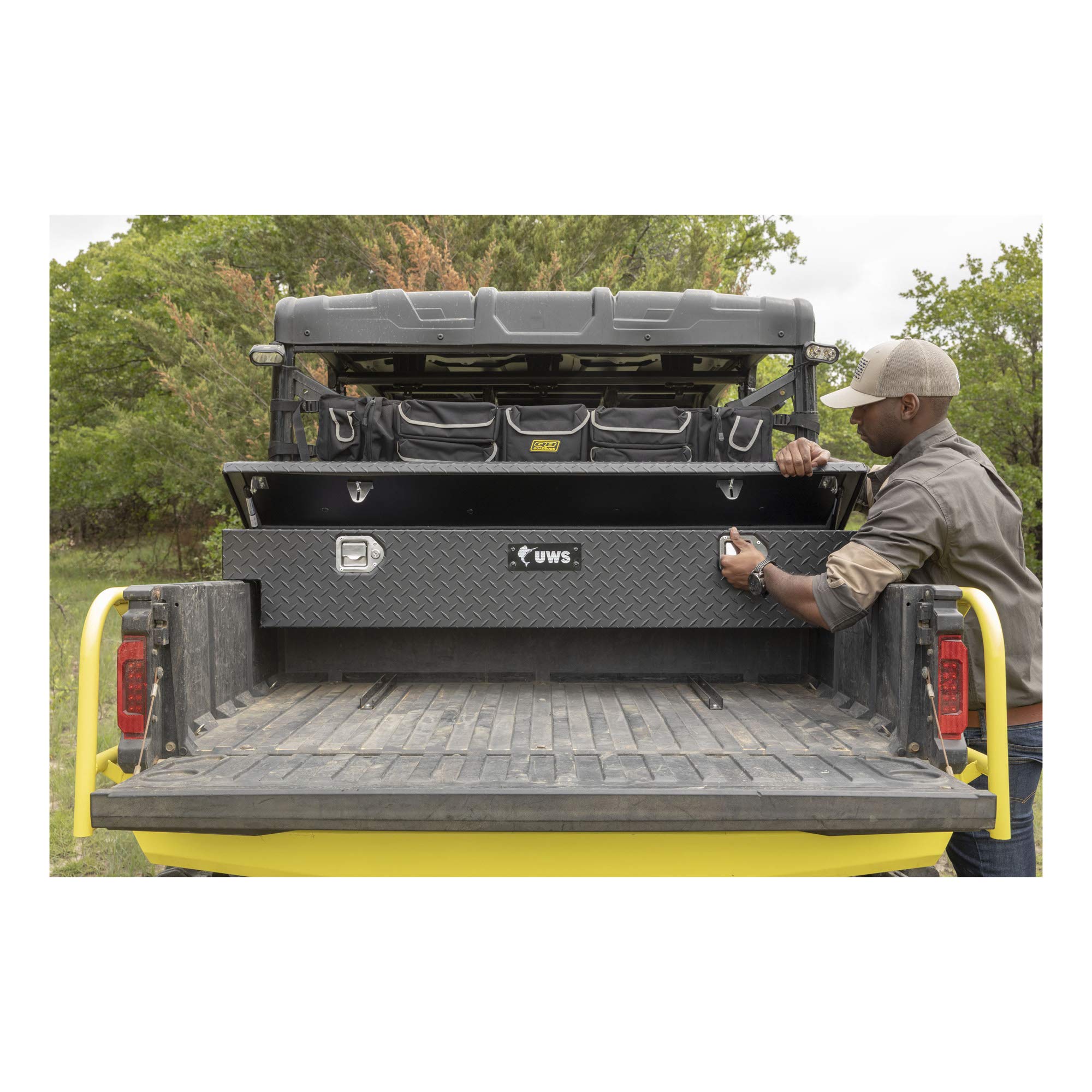 UWS 59-Inch Matte Black Heavy-Wall Aluminum UTV Tool Box EC10893-YV for Select Yamaha Viking, RigidCore Lid