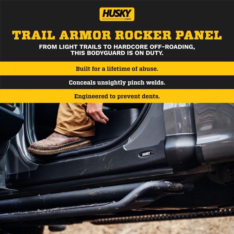 Husky Liners Rocker Panel Trail Armor | Fits 2009-2019 Dodge Ram 2500/3500, Mega Cab | 4-pc Black - 2874086
