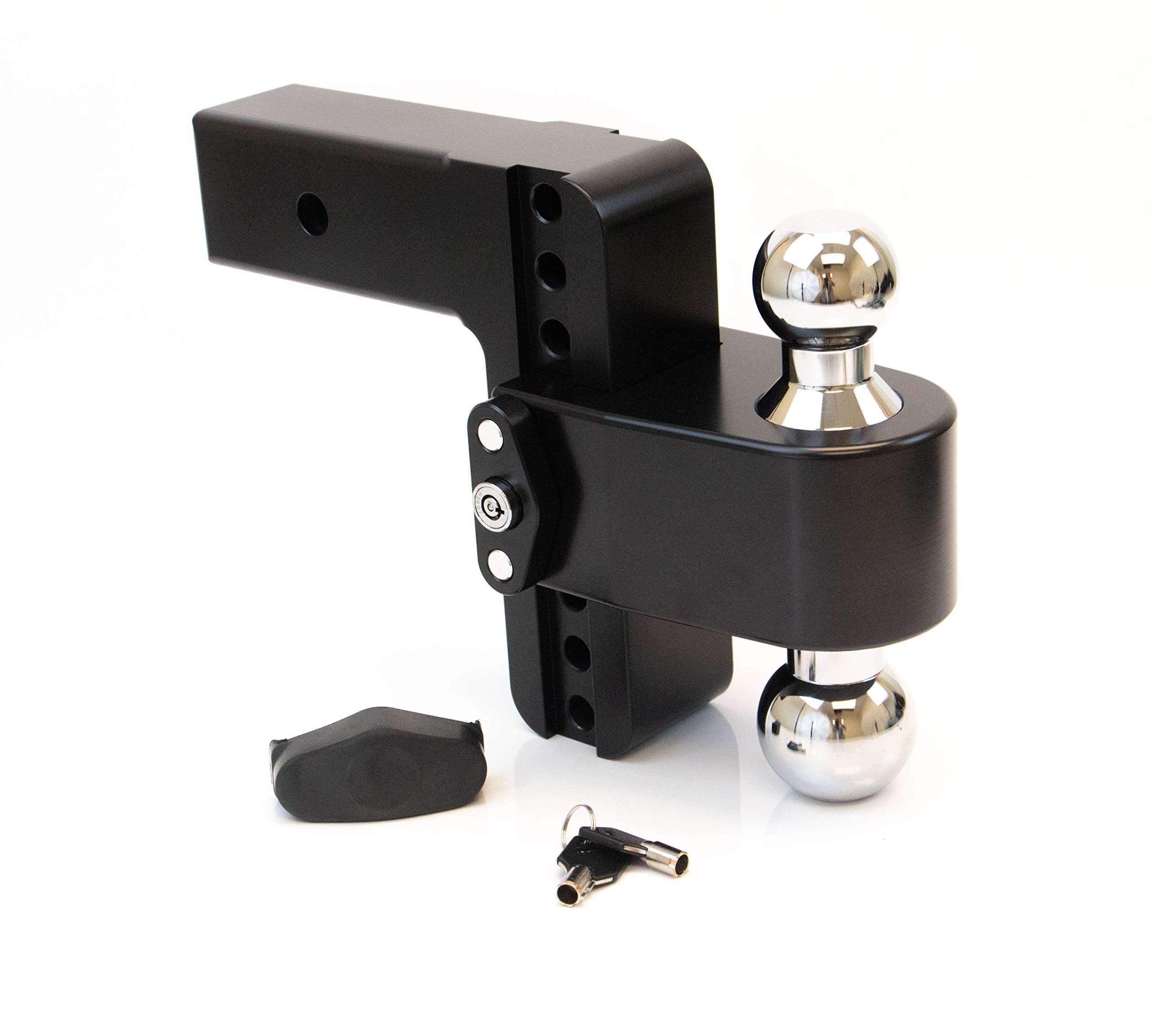 Weigh Safe 6" Drop CTB625CERBLA, 180 Hitch w/ 2.5" Shank/Shaft, Adjustable Aluminum Trailer Hitch & Ball Mount, Chrome Plated Combo Ball (2" & 2-5/16") & a Double-pin Key Lock CERAKOTE Black
