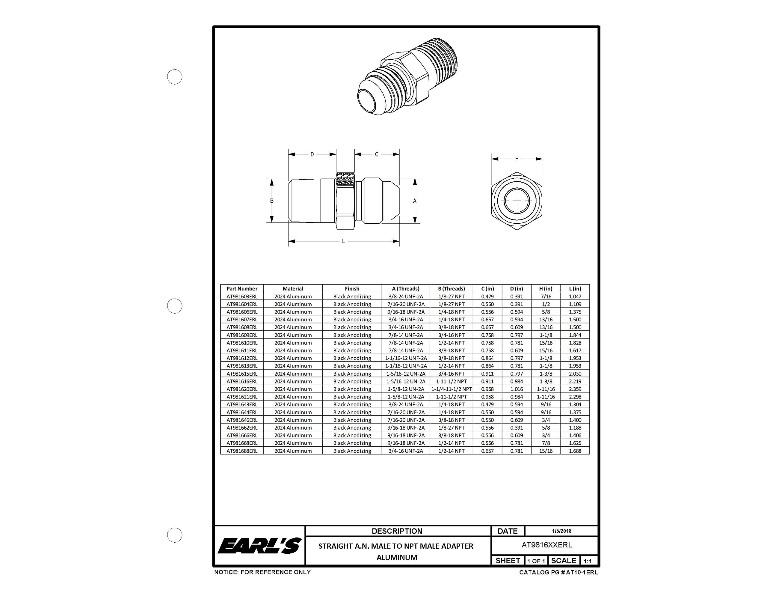 Ano-Tuff Earls AT981643ERL Adapter