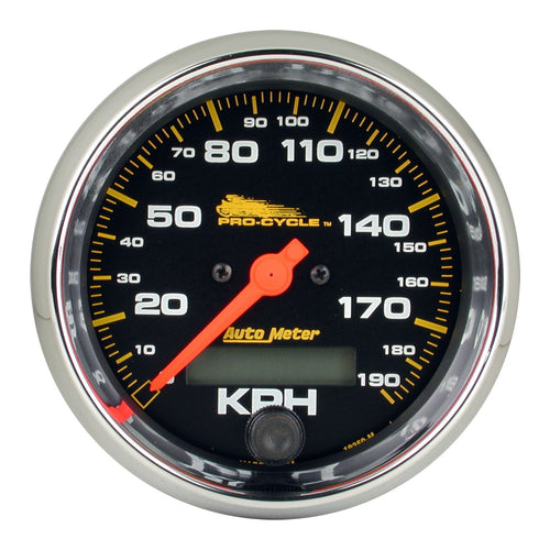 Speedo AutoMeter Gauge, 3 3/4", 120 Mph, Elec, Black, Pro-Cycle (19350)