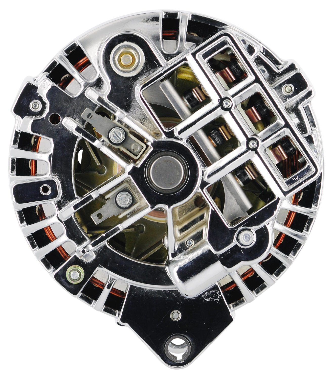 Alt Chrysler Powermaster Chrome 100A 2V Pulley Squareback Double Field Ext Regulated