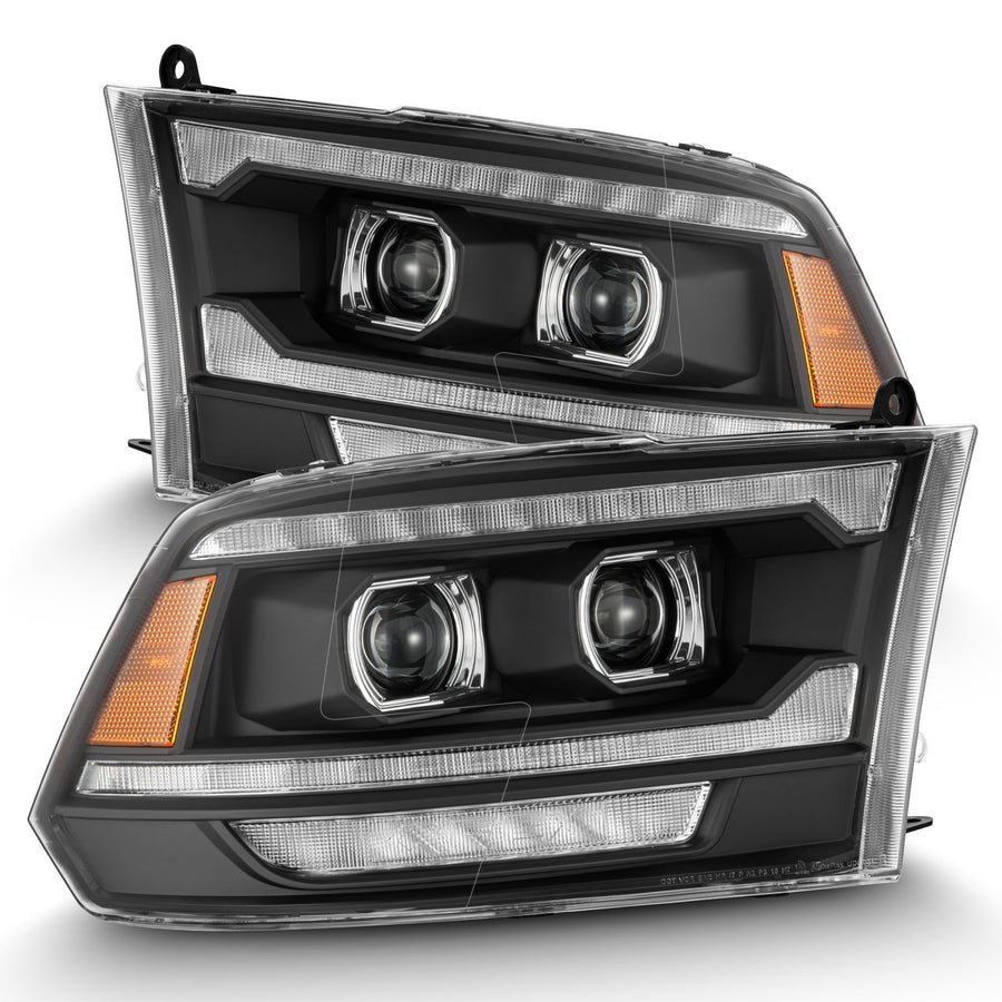 Dodge Ram 2500 09-18 AlphaRex LUXX LED Proj Headlights Plank Style Blk w/Activ Light/Seq Signal/DRL