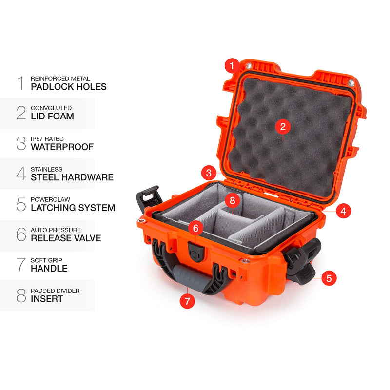Waterproof Nanuk 905 Hard Case with Padded Dividers - Orange (905-2003)