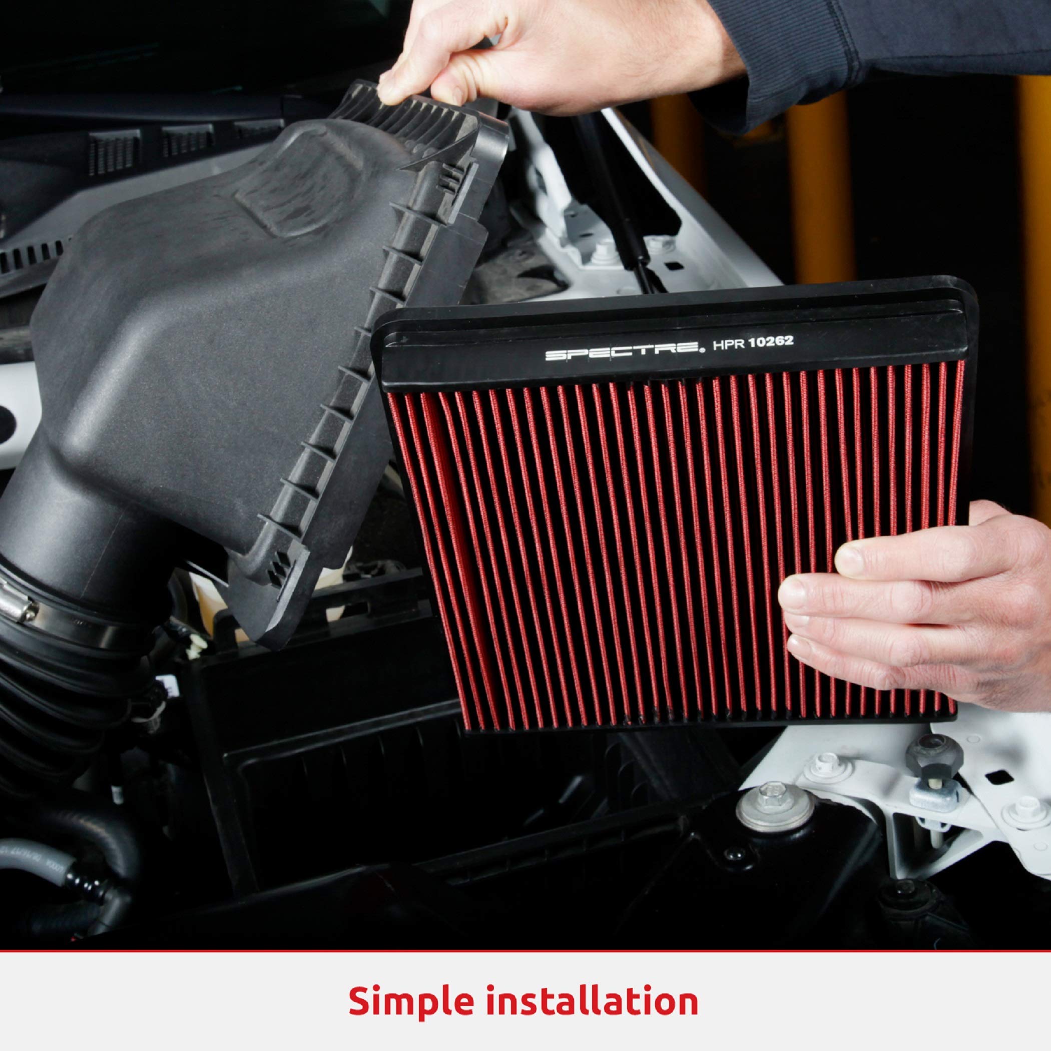 SPE-9732 Spectre Performance Universal Clamp-On Air Filter: Round Tapered; 3 in/3.5 in/4 in (102 mm/89 mm/76 mm) Flange ID; 8.75 in (222 mm) Height; 6 in (152 mm) Base; 4.75 in (121 mm) Top,Red