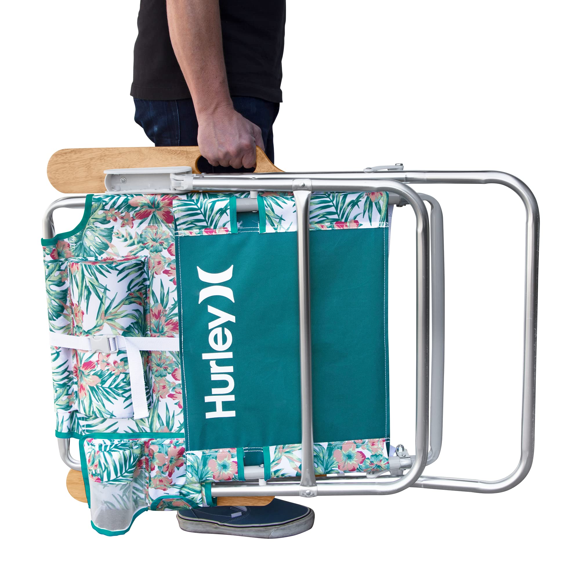 Hurley Beach Chair Mid-Height Wood Arm, One Size, Hawaiian Gardens White
