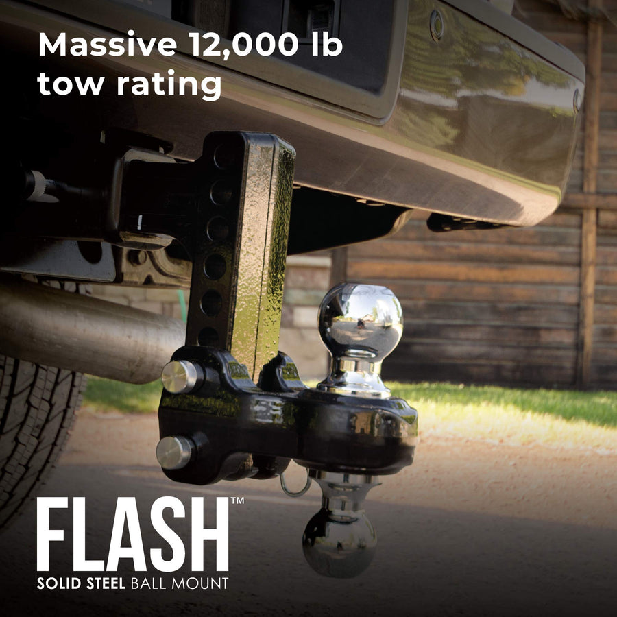 Fastway Flash 49-00-5925 Solid Steel Adjustable Ball Mount with 10 Inch Drop, 2.5 Inch Shank, and Chrome Plated Balls