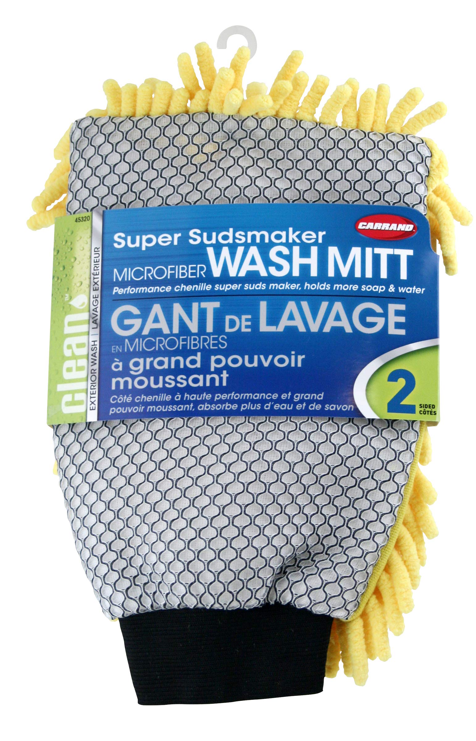 Microfiber Suds Maker Carrand 45320 Long Chenille Wash Mitt, Yellow