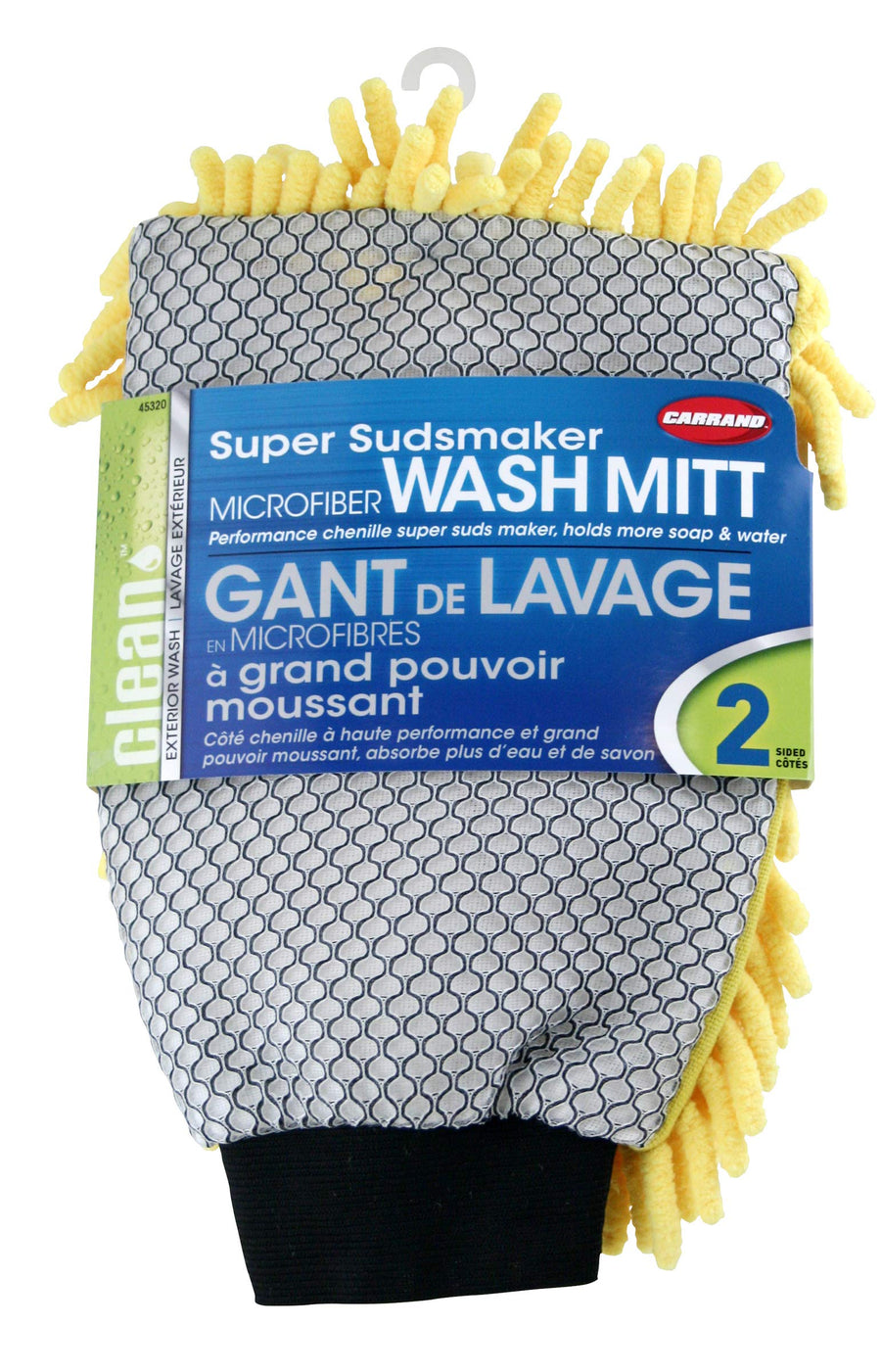 Microfiber Suds Maker Carrand 45320 Long Chenille Wash Mitt, Yellow