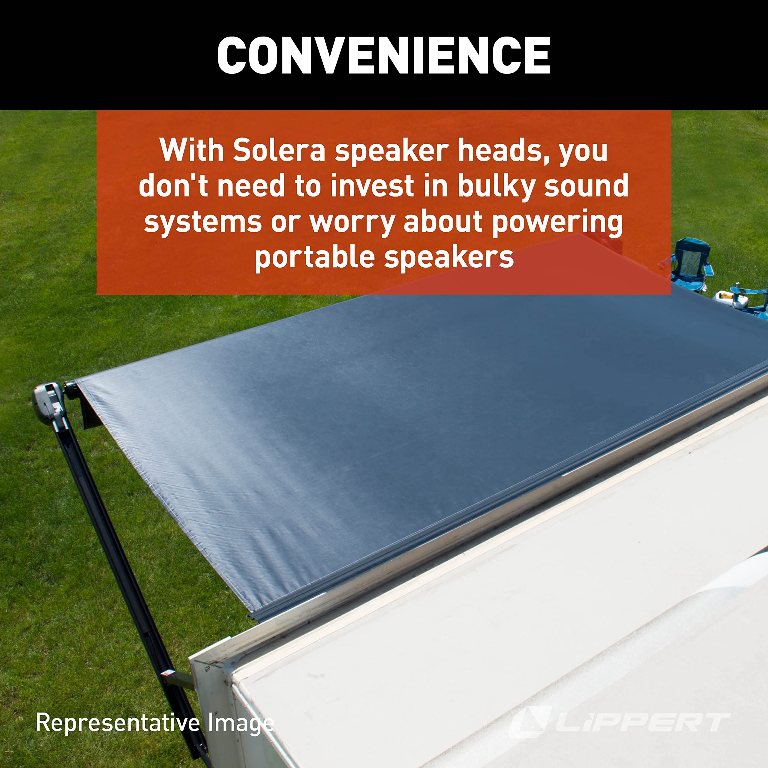 Lippert Components Speaker Head Power Hardware Kit for Solera® Flat Awnings (69" Arms), Black